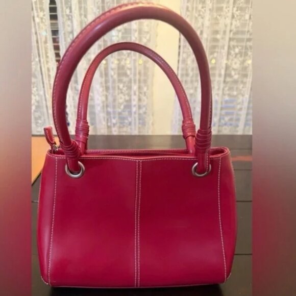 Wilson Genuine Leather Red Satchel Handbag 90s Vintage Y2K Like New Condition - Picture 1 of 13